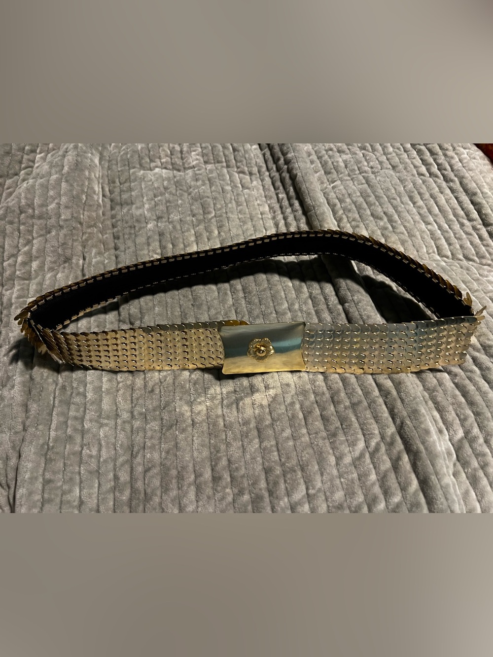 Vintage Gold Mesh Stretch Belt with Decorative Buckle